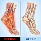 Foot and ankle before and after using the massager