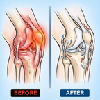 Knee joint before and after using the massager
