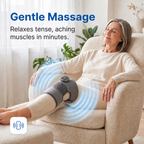 Gentle massage: woman relaxing with the knee massager