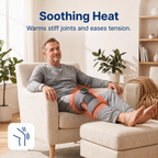 Soothing heat: man relaxing with the knee massager