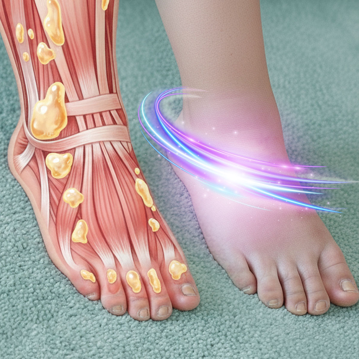 Before and after: swollen leg versus normal leg