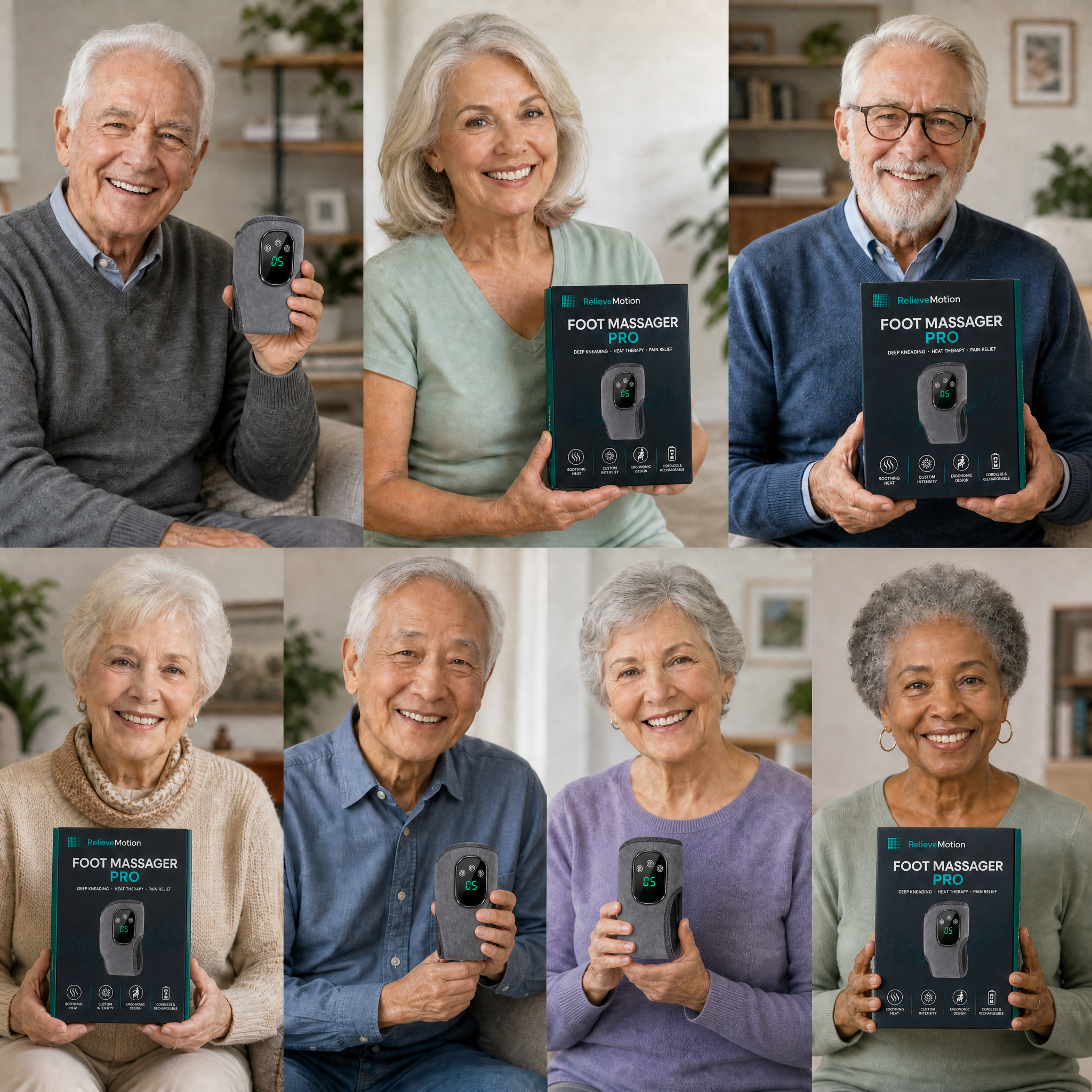 Happy customers with their RelieveMotion Foot Massager Pro