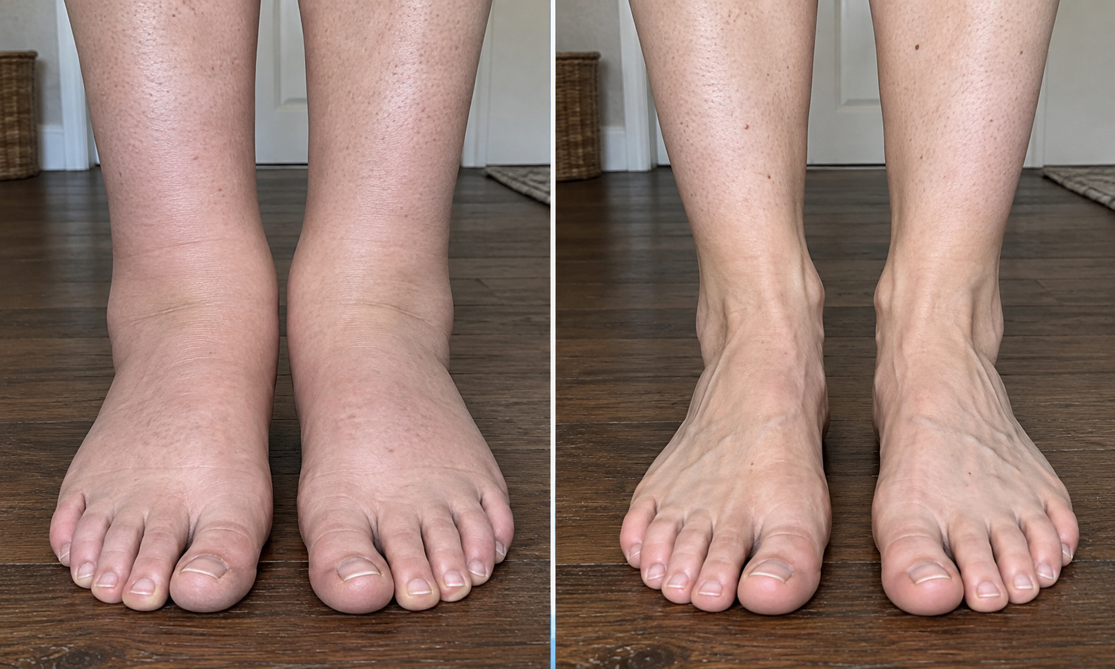 Swollen feet showing fluid buildup
