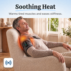 Soothing heat: man relaxing with the shoulder massager