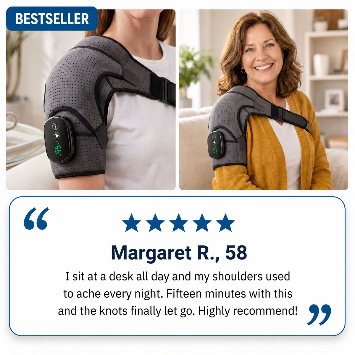 Bestseller badge and five star customer review